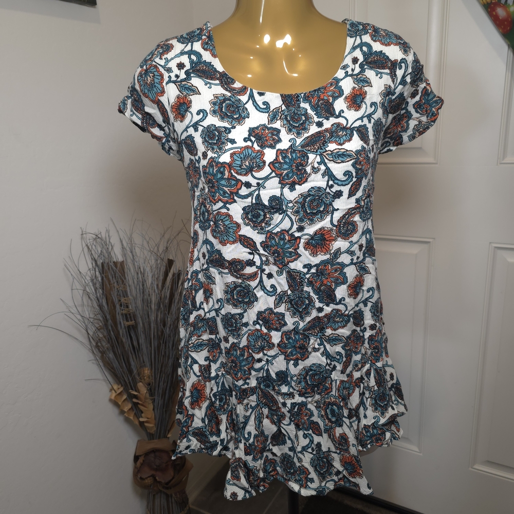 altar d state top Floral Design Open Back Sz S Linned Made In USA